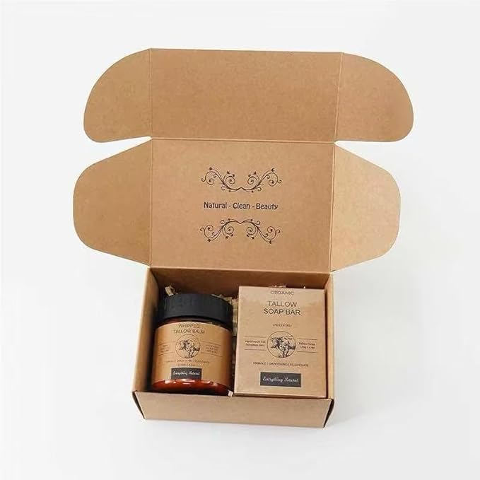 Premium Beef Tallow Skincare Set 2 in 1: Tallow and Honey Face Balm and Tallow Handmade Soap for skin nourishment and hydration - Balm 120G/4 OZ, Soap 120G/4 OZ - 100% grass fed Beef Tallow
