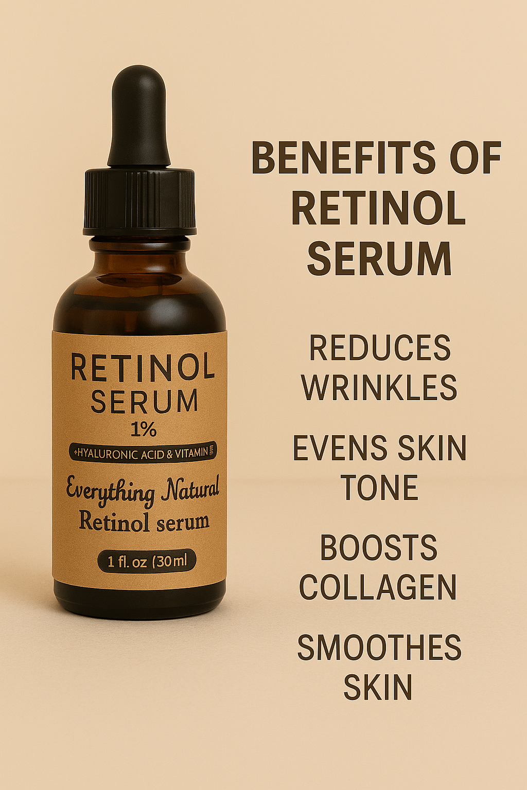 RETINOL SERUM 1% with pure Retinol, Hyaluronic acid and Vitamin E