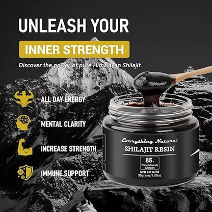 Shilajit Resin – 30g | Pure Himalayan Shilajit for Men and Women | Authentic Natural Resin | Glass Jar | Ultra High Potency 85+ Trace Minerals | Certified and Lab tested